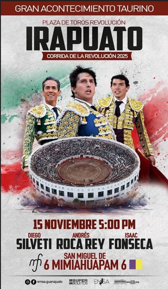 Corrida de la Revolución Irapuato 15 de noviembre toros