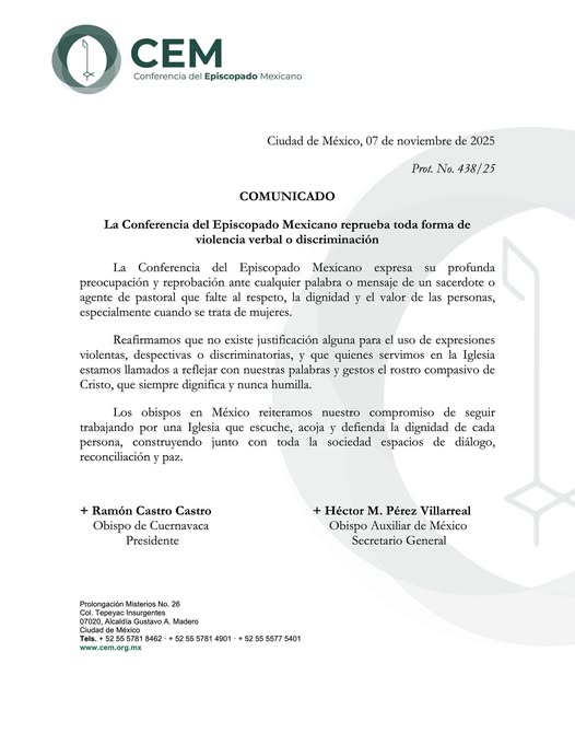 conferencia del episcopado mexicano caso padre pistolas 