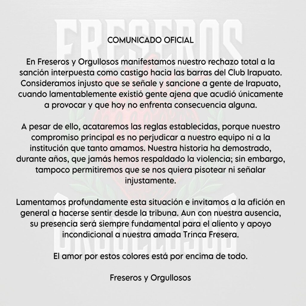Sin porras en el Sergio León Chávez: FMF sanciona al Irapuato por disturbios y mala organización