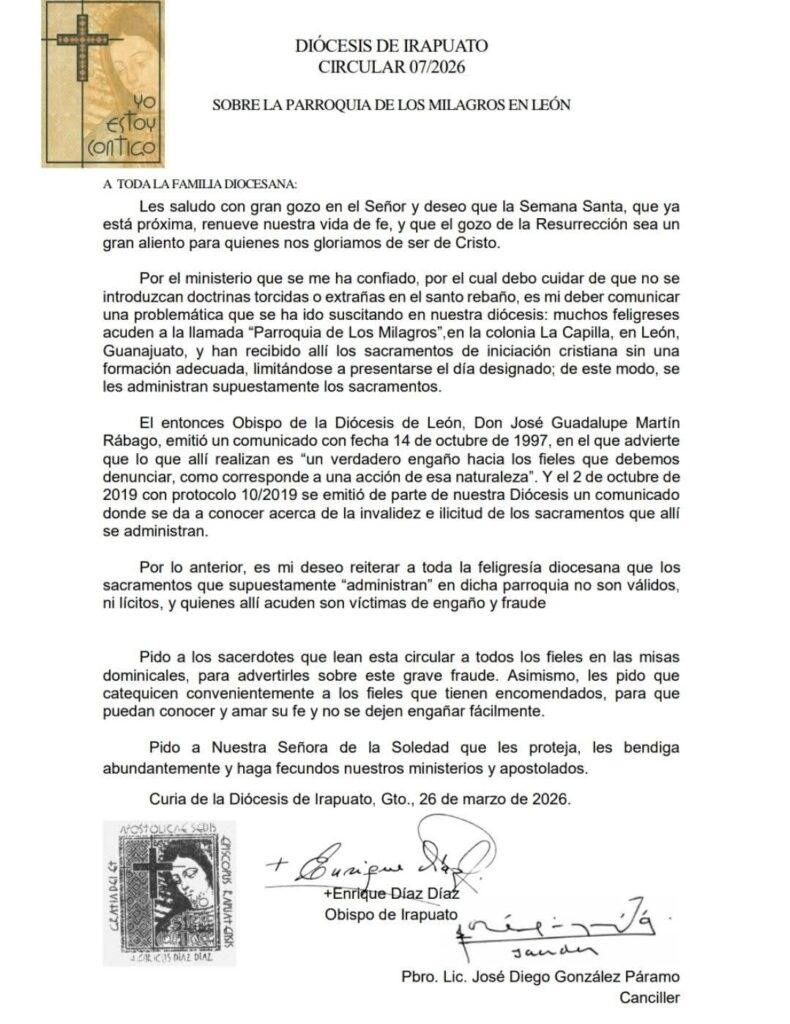 Durante 29 años, parroquia en León ha ofrecido sacramentos sin validez, señala la Iglesia